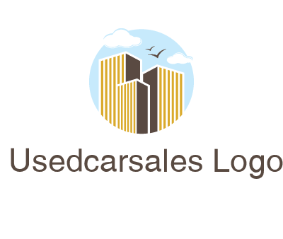 circle sky with buildings logo illustration