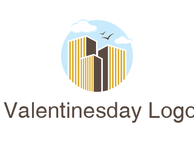 circle sky with buildings logo illustration