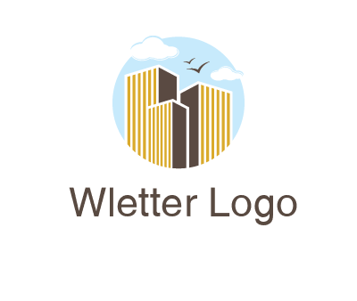 circle sky with buildings logo illustration