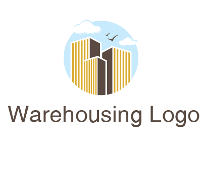 circle sky with buildings logo illustration