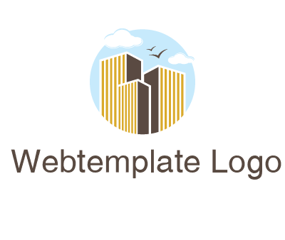 circle sky with buildings logo illustration