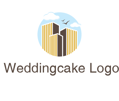 circle sky with buildings logo illustration