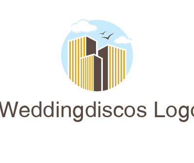 circle sky with buildings logo illustration