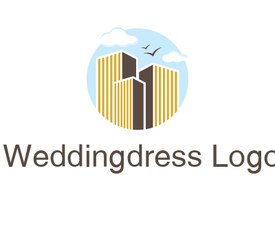circle sky with buildings logo illustration