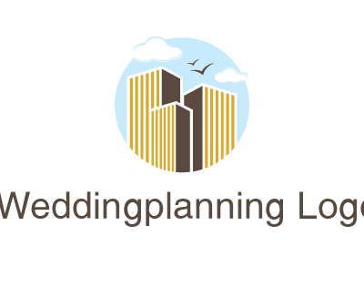circle sky with buildings logo illustration