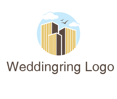 circle sky with buildings logo illustration