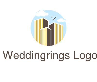circle sky with buildings logo illustration