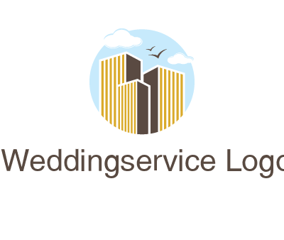 circle sky with buildings logo illustration
