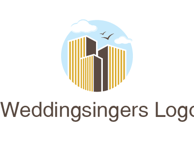 circle sky with buildings logo illustration