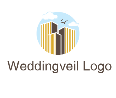 circle sky with buildings logo illustration