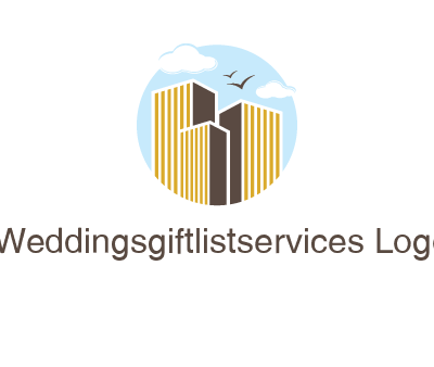 circle sky with buildings logo illustration
