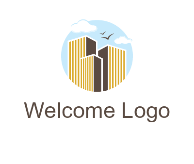 circle sky with buildings logo illustration