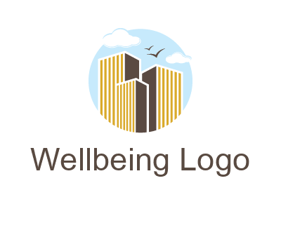 circle sky with buildings logo illustration