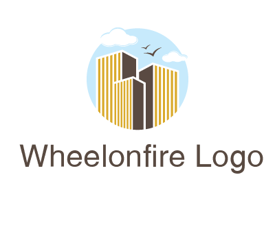 circle sky with buildings logo illustration
