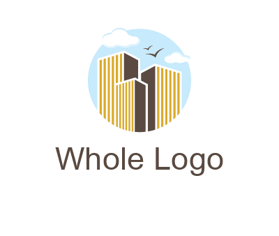 circle sky with buildings logo illustration