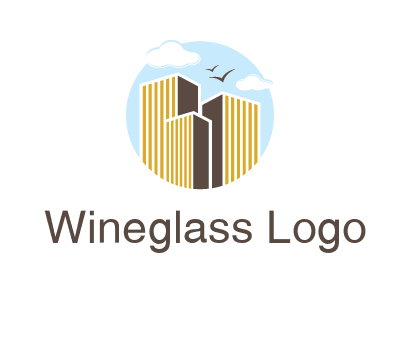 circle sky with buildings logo illustration