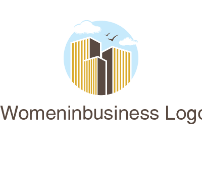 circle sky with buildings logo illustration