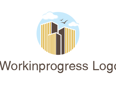 circle sky with buildings logo illustration