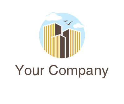 circle sky with buildings logo illustration