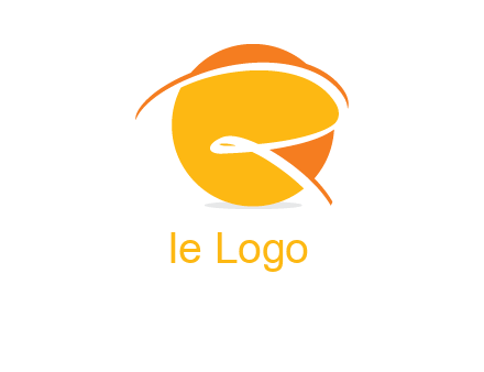 letter r is placed in front of a circle separated by swooshes logo