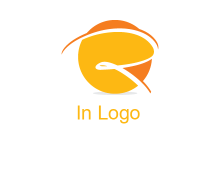 letter r is placed in front of a circle separated by swooshes logo