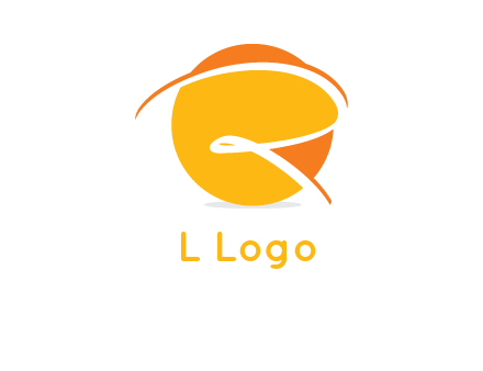 letter r is placed in front of a circle separated by swooshes logo