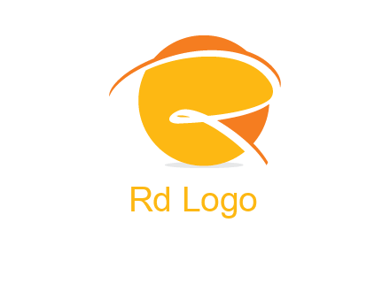 letter r is placed in front of a circle separated by swooshes logo