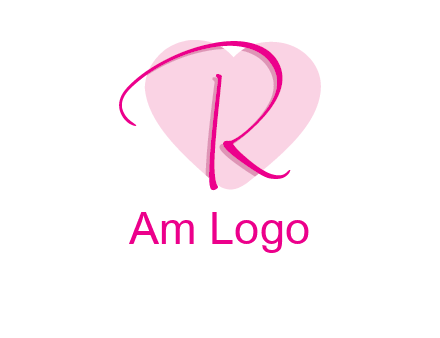 letter r in front of heart shape logo