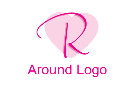 letter r in front of heart shape logo