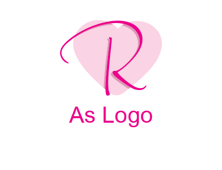 letter r in front of heart shape logo
