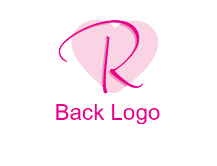 letter r in front of heart shape logo