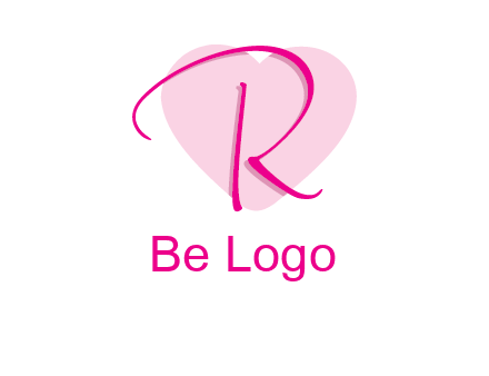 letter r in front of heart shape logo