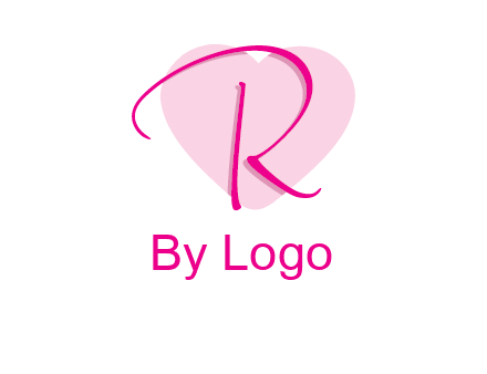 letter r in front of heart shape logo