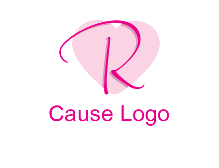 letter r in front of heart shape logo