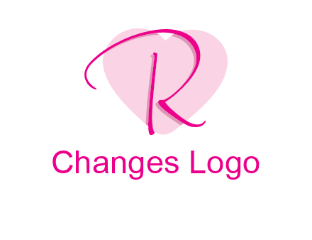 letter r in front of heart shape logo