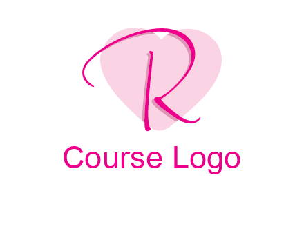 letter r in front of heart shape logo