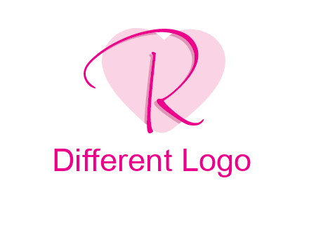 letter r in front of heart shape logo