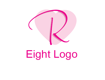 letter r in front of heart shape logo