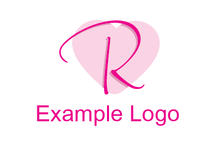 letter r in front of heart shape logo