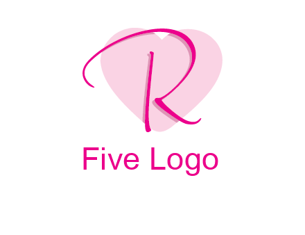 letter r in front of heart shape logo