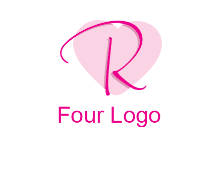 letter r in front of heart shape logo