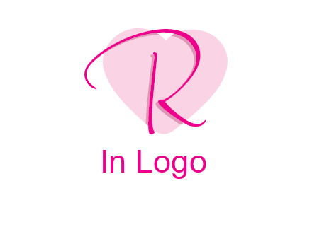 letter r in front of heart shape logo