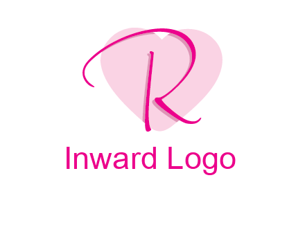 letter r in front of heart shape logo