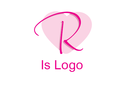letter r in front of heart shape logo