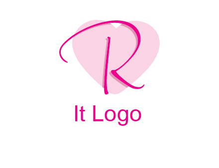 letter r in front of heart shape logo