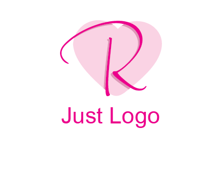 letter r in front of heart shape logo