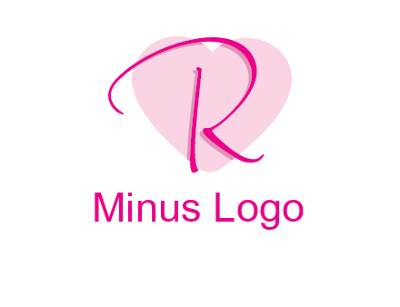 letter r in front of heart shape logo