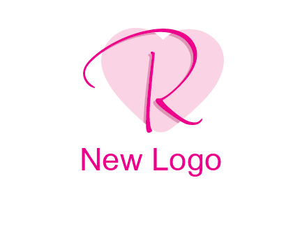 letter r in front of heart shape logo
