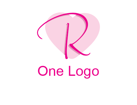 letter r in front of heart shape logo