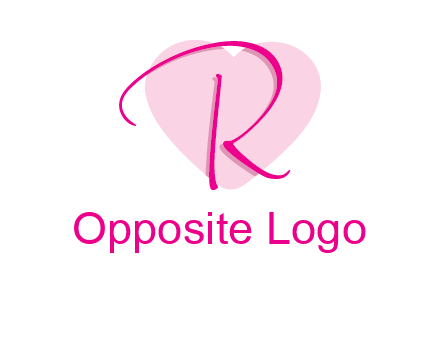 letter r in front of heart shape logo